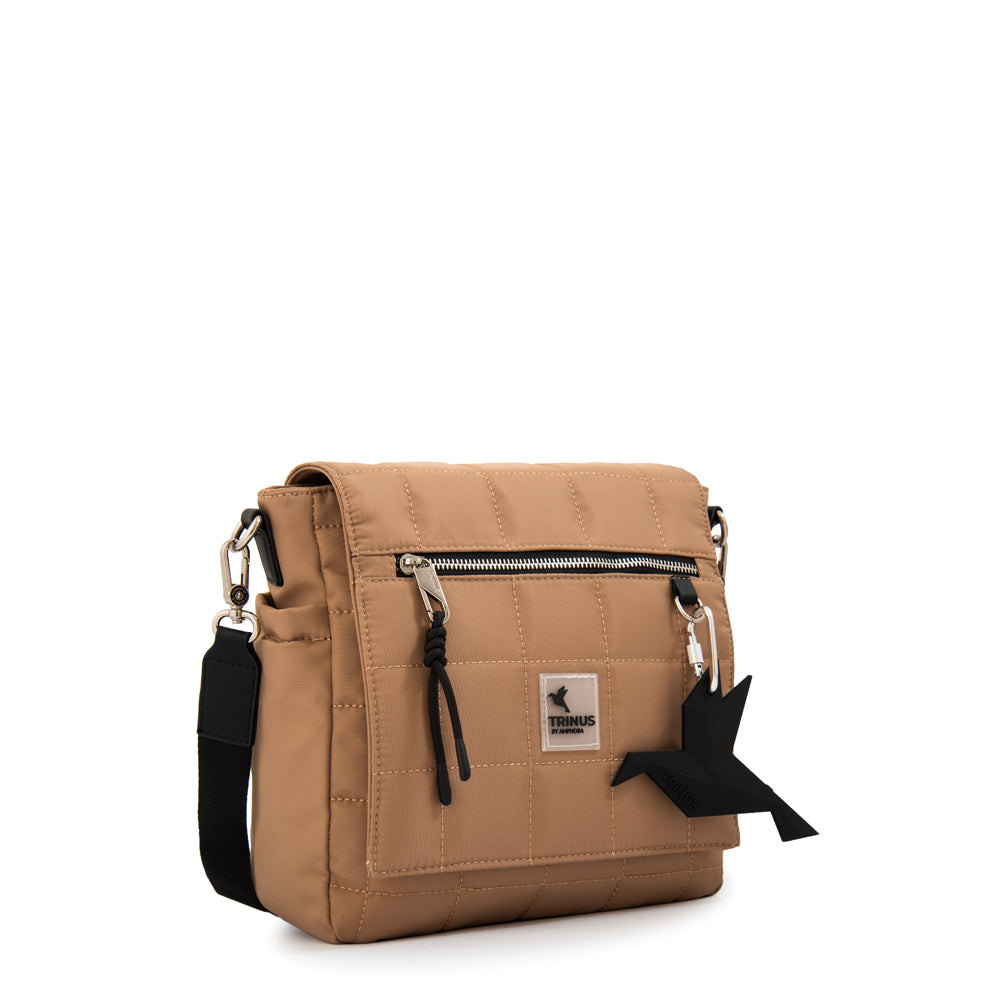 Cartera Bandolera con tapa mediana belina beige oscuro