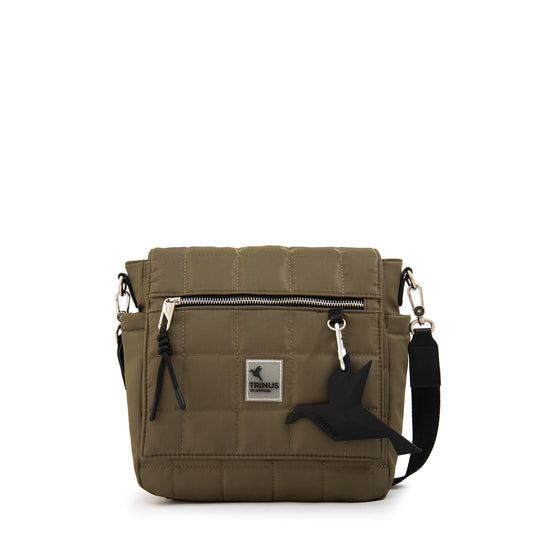 Cartera Bandolera con tapa mediana belina verde oliva