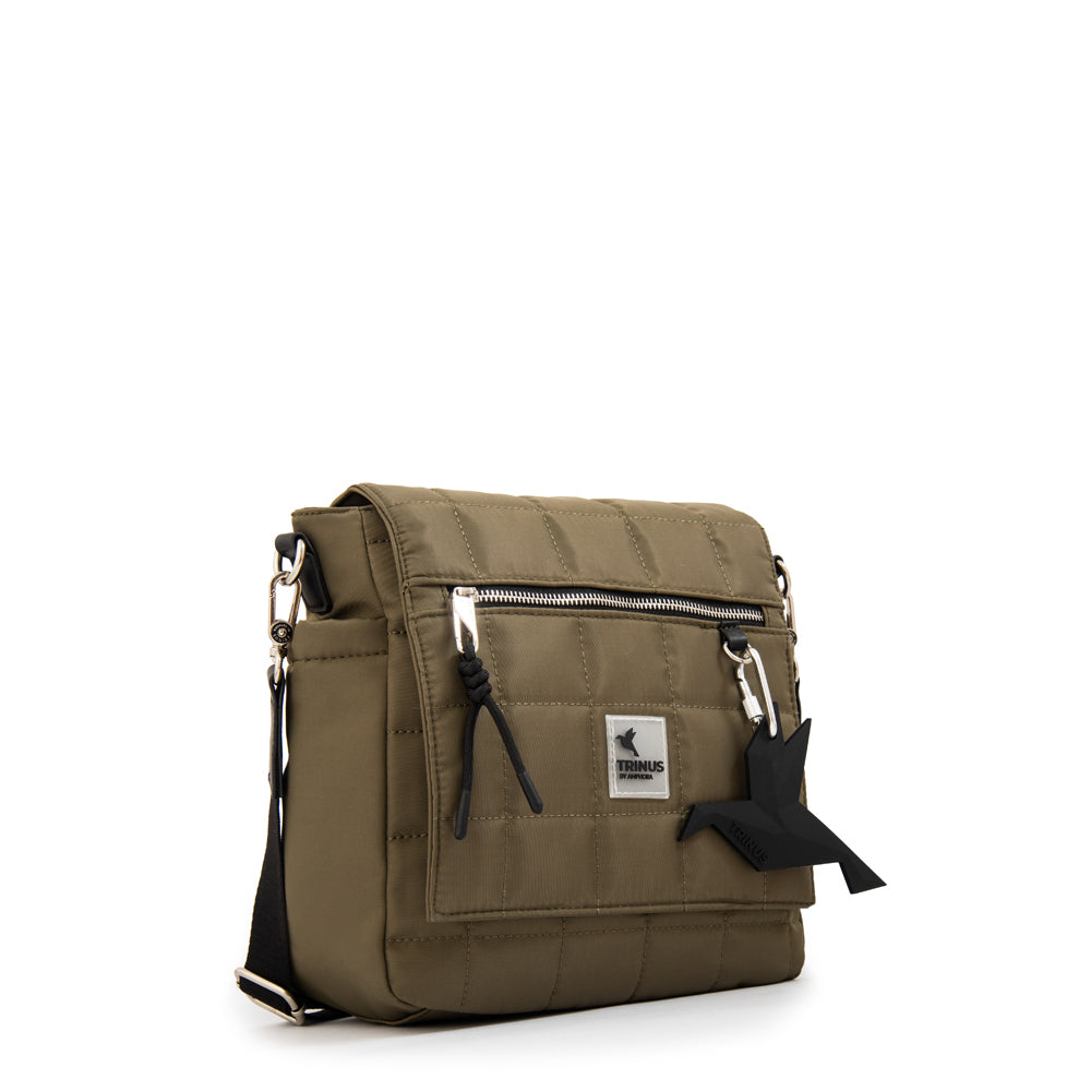Cartera Bandolera con tapa mediana belina verde oliva