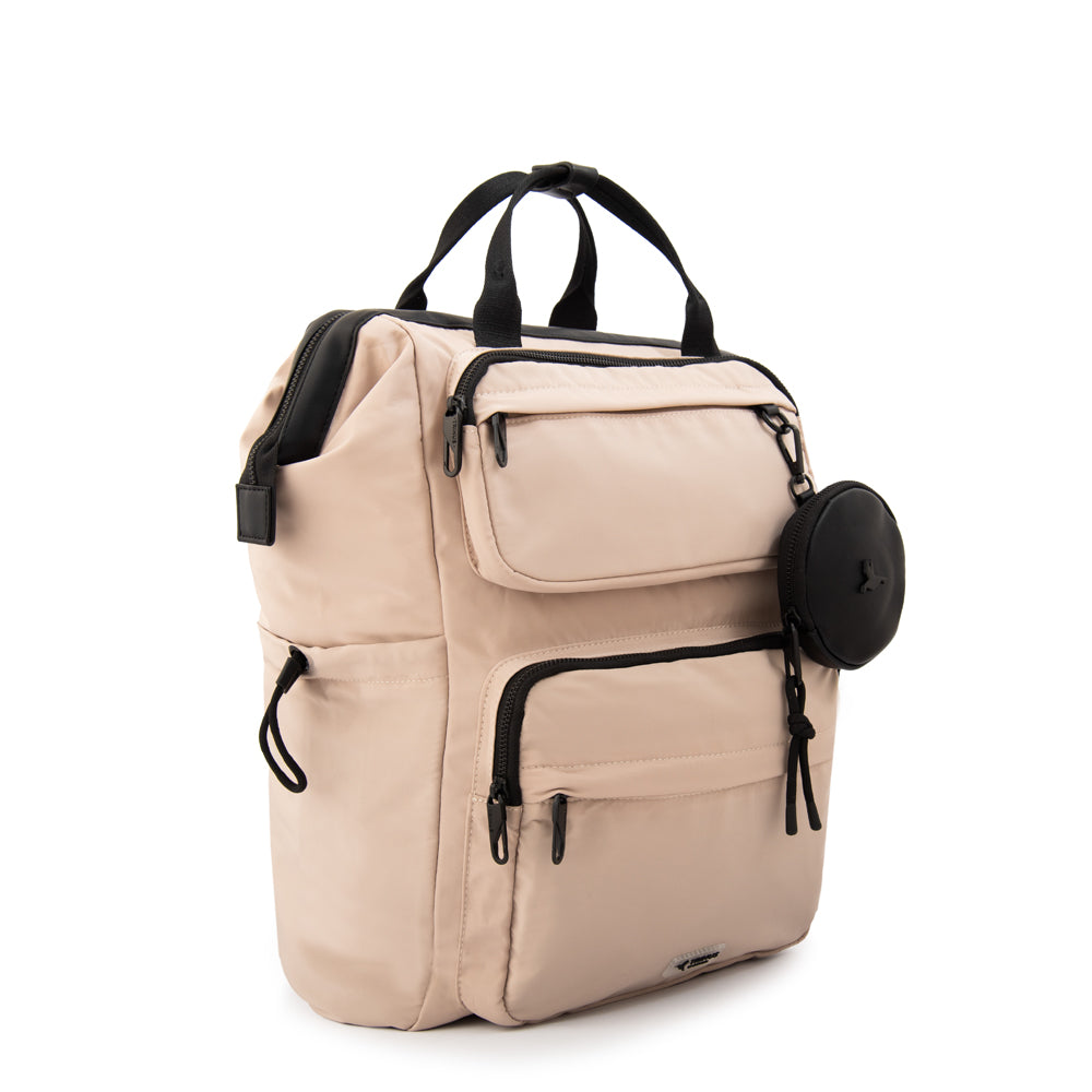 Mochila con colgante pilar grande beige
