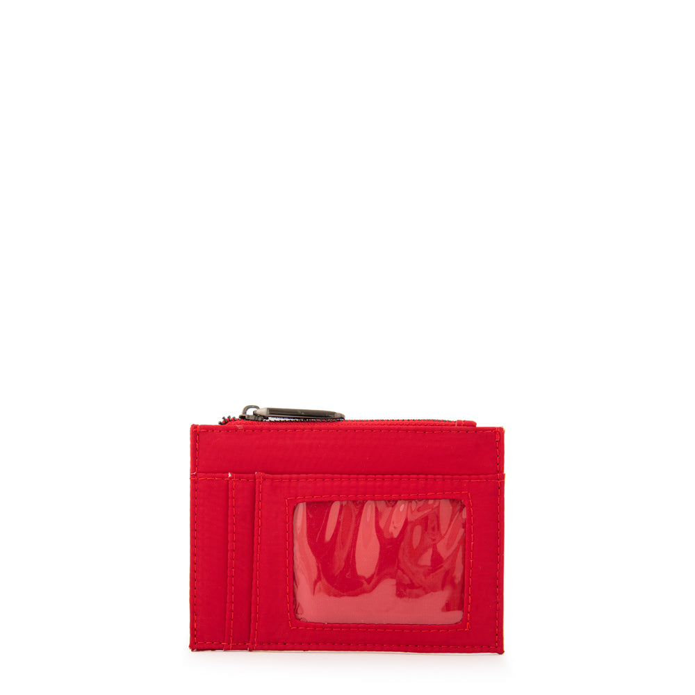 Tarjetero con ventana sarina pequeña rojo