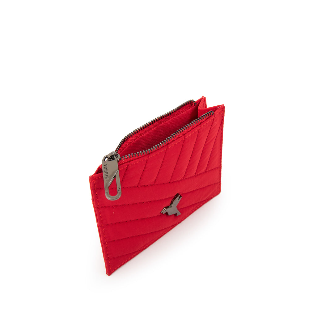 Tarjetero con ventana sarina pequeña rojo