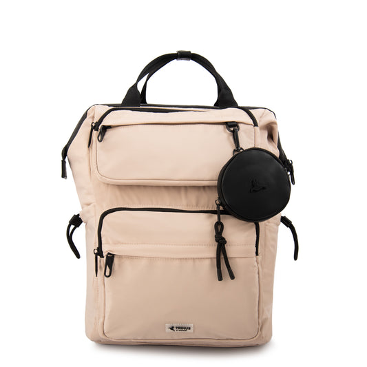 Mochila con colgante pilar grande beige