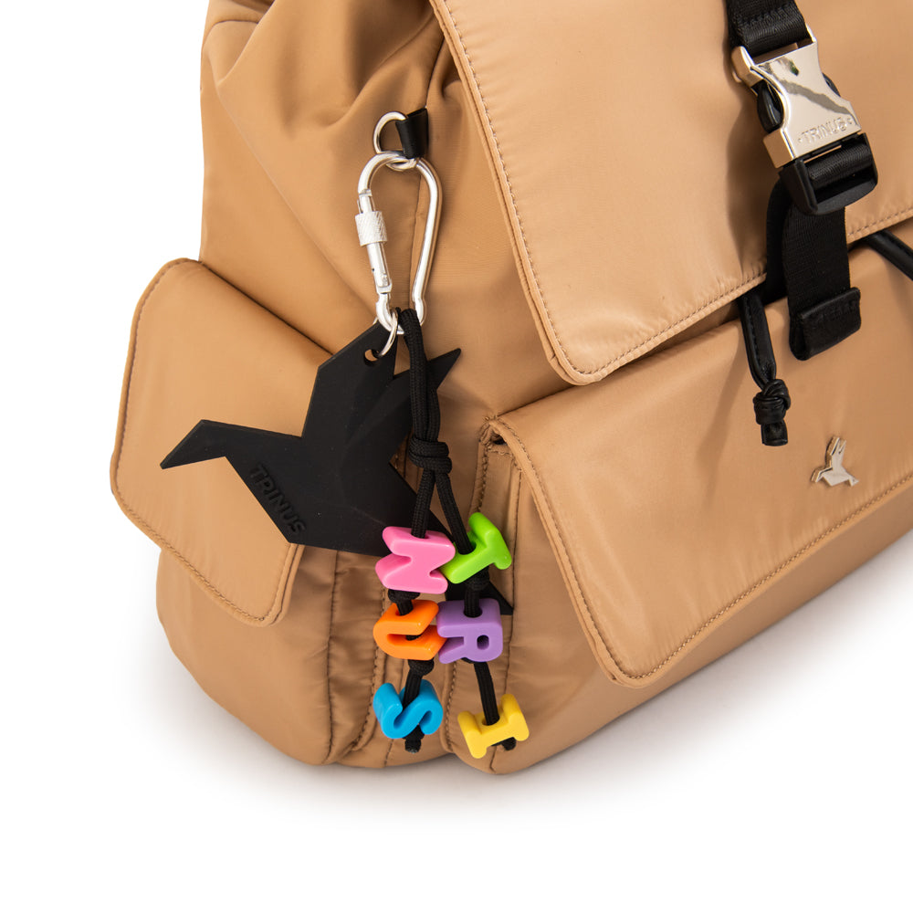 Mochila con tapa melania mediana beige oscuro