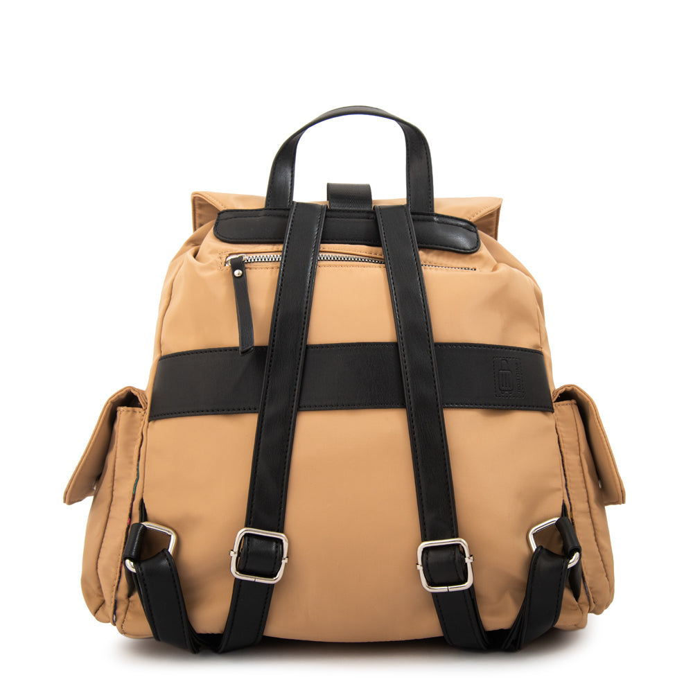 Mochila con tapa melania mediana beige oscuro