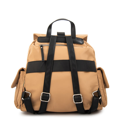 Mochila con tapa melania mediana beige oscuro