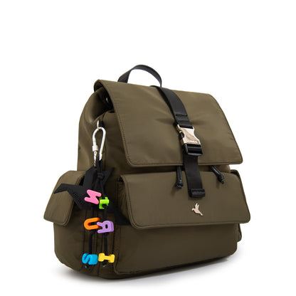 Mochila con tapa melania grande verde oliva